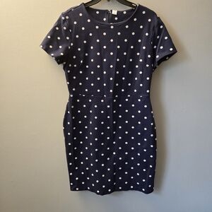 Old Navy Womens Large Navy Blue Polka Dot Short Sleeve Dress